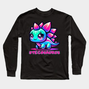 Stegosaurus Baby Dino Kawaii Cute Chibi Long Sleeve T-Shirt